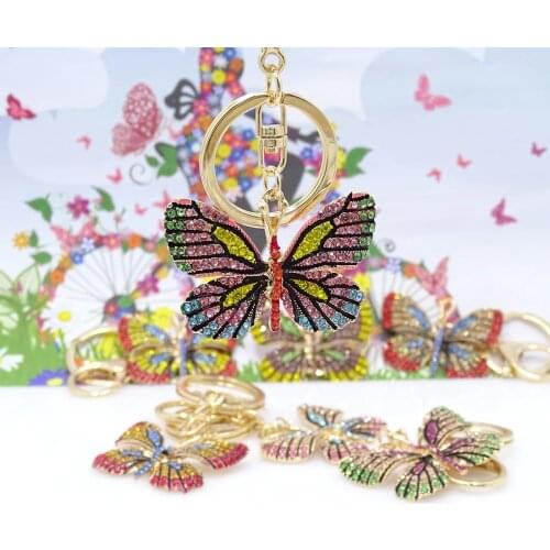 2019 new fashion ornaments colorful butterfly keychain alloy craft car pendant gift lady bag key ring