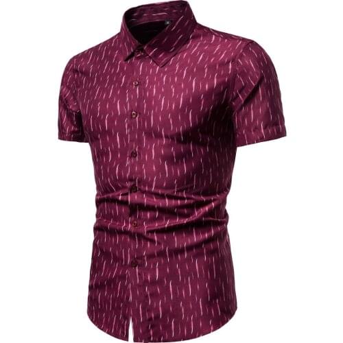 New style plus size short-sleeved shirt Printed male European size half-sleeved lapel shirt