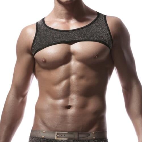 Mens Fitness Tops Straps Short Shirt Moisture Absorption Perspiration Removal Show Muscle Sweat Vest Evening Show Fad Clothing