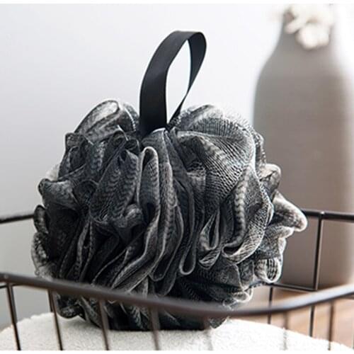 Soft Bamboo Charcoal Bath Ball Black Shower Loofah Sponge Mesh Pouf Body Scrubber Exfoliating Cleansing Soothen Skin Tools
