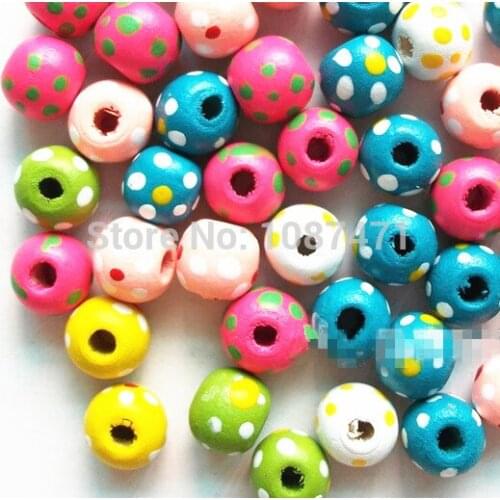 Set of 1000pcs mixed color polka dot wood beads with a hole for jewelry fitting diy accessories charm pendant kids jewelry craft