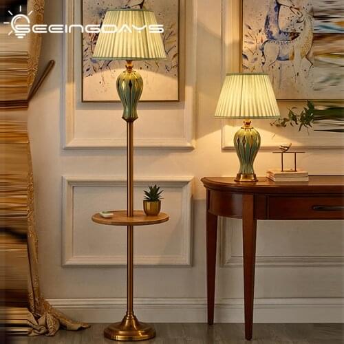 Green Gold Outline Ceramics Fall Floor Lamp For Living Room Bedroom Bedside Lamp Sofa Edge Coffee Remote Control Floor Lamp