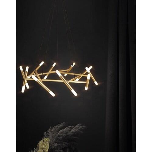 Nordic Luxury LED Chandelier Lighting Living Room Bedroom Dining Room Creative Villa Hall Study Bar Modern Copper Hanging Lamp