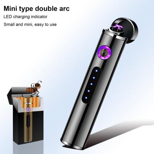 New Cigarette Lighter USB Rechargeable Arc Lighting BBQ Tool Wind-proof Double Arc Lighter Kitchen Outdoor Cigarette Accessories