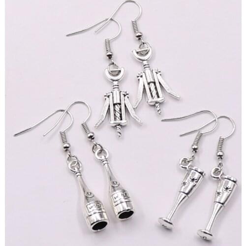 1Pair Wine Bottle opener Charms Dangle Earrings For Women Minimalism Handmade Ear Pendientes Jewelry Wholesale