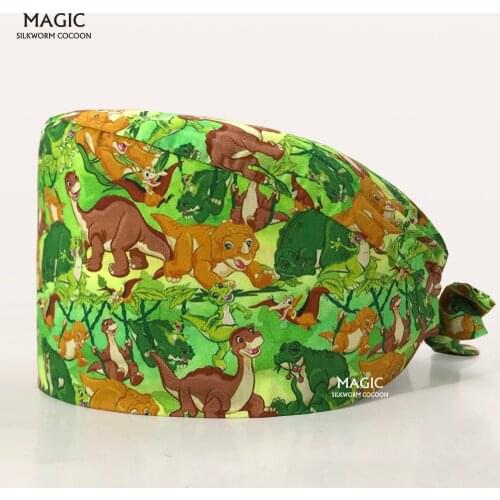 Custom High Quality Tieback Hair Hat Adjustable Doctor Working Nurse Scrub Cap Hospital Cotton Print Cap lab Pet clinic cap