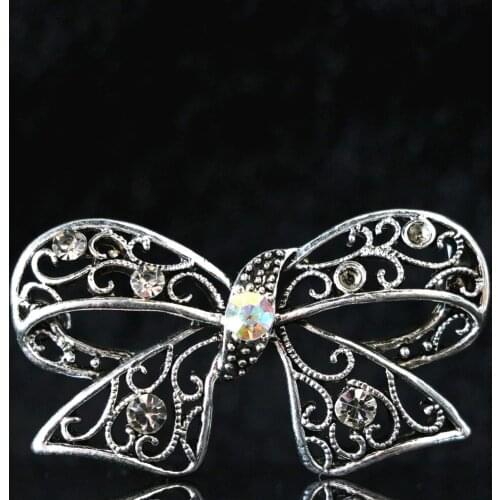 Casual/Sporty Hot Bohemia Butterfly Bow Crystal Silver Plated 4 Style Brooch Fashion Lovely Pins Jewelry Accessories B1203