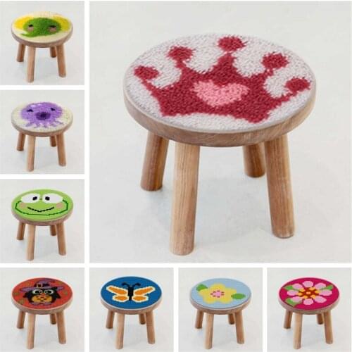 Pulaqi Cartoon Handmade Cross Stitch Latch Hook Round Cushion Latch Hook Rug Kits Embroidery Foamiran Sheets Small Size 27*27CM