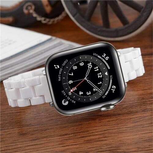 For apple watch se 40mm 44mm band slim ceramics strap for iwatch 6 5 4 3 42mm 38mm link bracelet women girls wristbands correa
