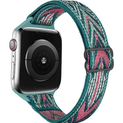 Slim Strap for Apple watch band 40mm 44mm 38mm 42mm Adjustable Scrunchie Nylon solo Loop bracelet iwatch series 6 se 5 4 3