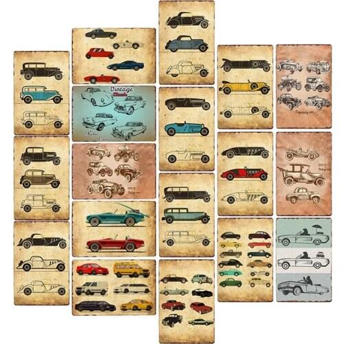 Retor Chic Car Metal Tin Sign Plaque Garage Room House Pub Bar Cafe Club Decoration Vintage Wall Art Poster Iron Painting
