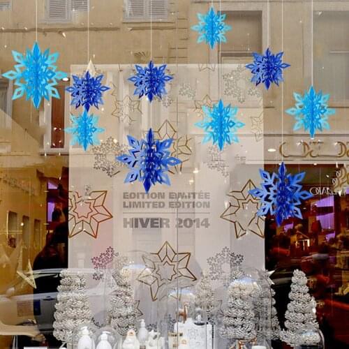 3D Snowflake String Six-piece Set Pendant Mall Window Hanging Snow Flower Pendant Christmas Gift Home Holiday Decoration