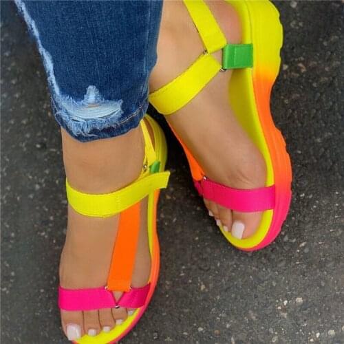 2021Summer Sandals Big Size 43 Multi Colors Casual Shoes Woman Flat Comfortable Sandals Female Light Sandalias
