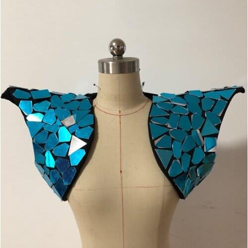 Silver Mirror Dress Women Cloak For GoGo Dance Costume Stage Wear ds Party Performance Nightclub DJ Outfit Mirror Costume DB1011