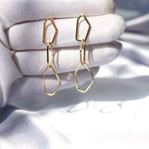 Geometric Multi Chain Long Pendant Earrings Gold Silver Color Three Rhombus Circle Simple Sister Earrings Drop Female Jewelry