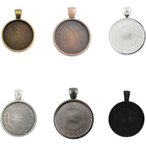 10Pcs/Lot Fashion DIY 25mm Glass Cabochons Jewelry Making Findings 25mm Dia Necklace Pendant Setting Cabochon Cameo Base Tray