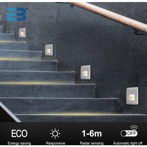 Led Stair Lights 4 Colors PIR Sensor AC110V 220V Light Infrared Human Body Induction Wall Lamp Recessed Footlight Night Light