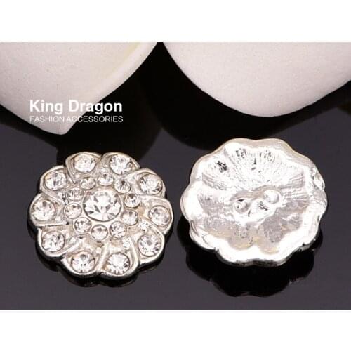 King Dragon Clear Rhinestone Embellishment Used On Decoration 13MM 10pcs/lot Silver Color As Flower Center Flat Back KD24