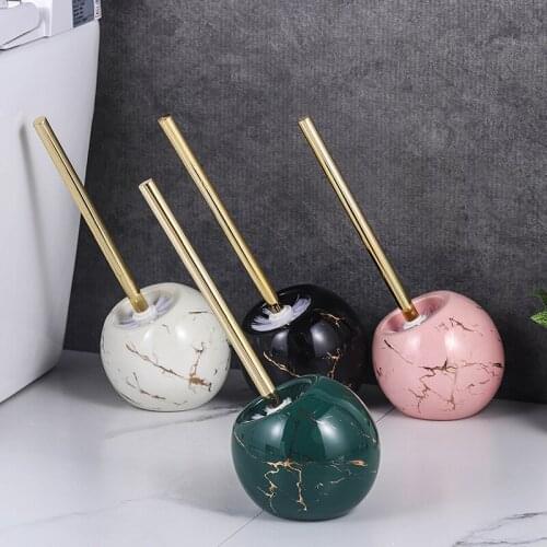 NEWYEARNEW Ceramics Toilet Brush Holder Round Cleaning Tools for Toilet Household WC Bathroom Accessories Set Wedding Gift
