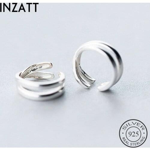 INZATT Real 925 Sterling Silver Minimalist Cross Clip Earrings For Fashion Women Party Fine Jewelry Geometric Accessories
