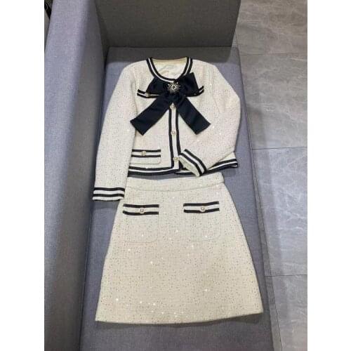 2021 Womens Runway Autumn Skirt Solid Suit Long Sleeve Blazer Jacket+A-Line Mini Skirt Fashion Two Piece Set