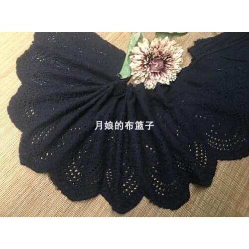 1 Meter/lot Width 19cm Black 100% Cotton Embroidered Lace Applique Trim Ribbon Handicraft Patchwork DIY Clothing Accessories