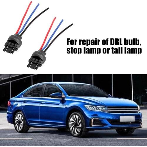 2pcs 3157 Male Adapter Wiring Harness 2-wire Pigtails For Car Drl Brake Tail Light Stop Lamp