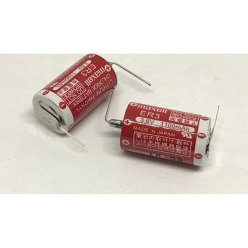 2pcs/lot New Genuine Maxell ER3 3.6V 1100MAH Horned PLC Battery Lithium Thionyl Chloride Batteries Made in Japan