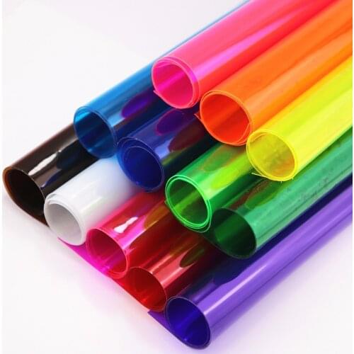 30x120cm Roll Neon Red Yellow Green Clear Transparente PVC Vinyl Fabric Soft Glass Cloth Waterproof For Bag Bow DIY PV050