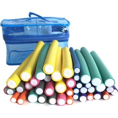42Pcs Flexible Curling Rods Magic Curler Rod Twist-flex Hair Roller 7 Sizes Foam Reusable Non Heating Safe Styling Tool