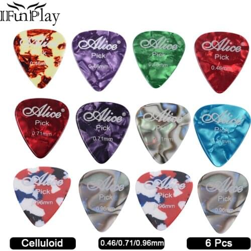 6pcs Alice Celluloid Guitar Picks 0.71mm Mediator Thickness Acoustic Electric Guitar Picks Plectrums Guitar Accessory
