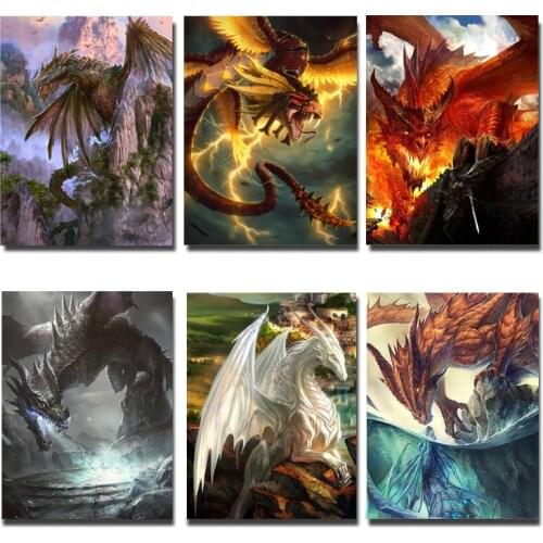 3D Diamond-Painting Dragon Diamond Embroidery Animal Cross-Stitch Round Resin Pictures European And American Style Home Decor