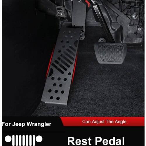 QHCP Car Foot Rest Kick Pedal Plate Left Side Metal Dead Pedal Panel Cover Fit For Jeep Wrangler JL 2018 2019 Interior Moulding