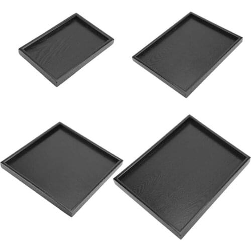 Black Color Bamboo Coffee Table Wooden Trays Serving Trays Food Container for Restaurant Home Bar Breakfast Storage Coffee Tea