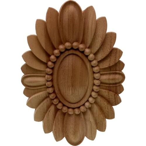 VZLX Wood Appliques Carving Frame For Furniture Cabinet Door Bed Nautical Home Decor Wooden Figurine Flower Pattern Carve