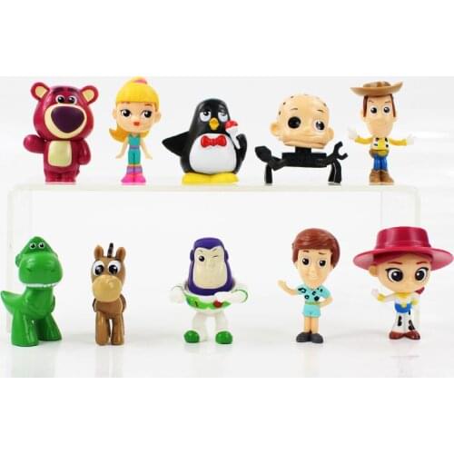 5-6cm 10pcs/Lot Toy Story 4 Q Version Woody Buzz Lightyear Jessie Bo Peep Rex Horse Bear PVC Action Figure Toys Dolls