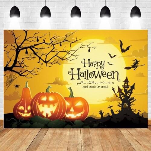 Yeele Halloween Backdrop Photocall Pumpkin Castle Bat Baby Portrait Party Decor Photography Photographic Background Photo Studio