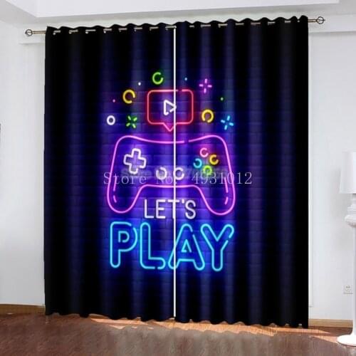 Gamepad Shading Curtain for Bedroom Living Room Anime Window Drapes Boys Girls Gifts Blackout Insulation Polyester Curtains
