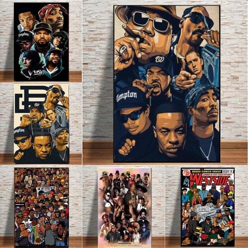 Hip Hop Tupac Music Star Rappers Fashion Posters And Prints 2PAC Picture On Canvas Wall Art Painting For Living Room Decoration
