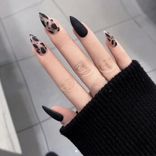 24 Pcs Artificial Nail Exquisite Matte frosted Trim Easily Stylish Design Pattern Finished nail piece for Decorate