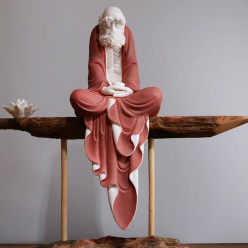 Ceramic Zen-like Handmade Statue of Master Bodhidharma White Porcelain Buddha Statue High-end home living room decoration statue