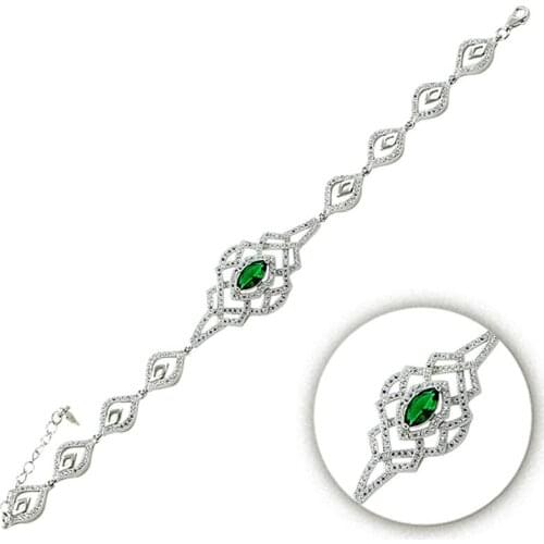 KUTAYDAN 925 Sterling Silver Zircon Stone Bracelet