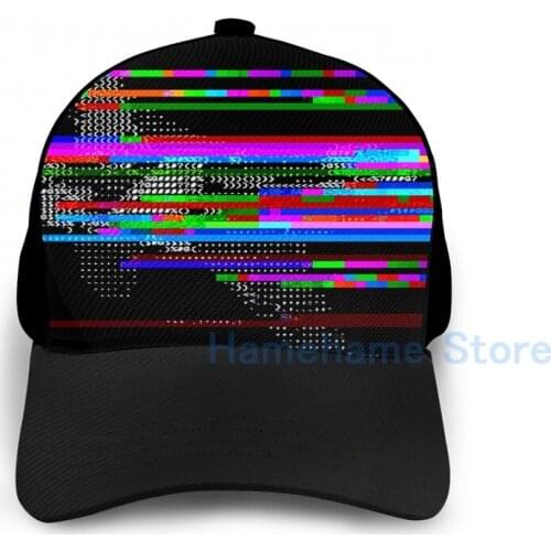 Fashion Glitch ASCII dogfight Basketball Cap men women Graphic print black Unisex adult hat