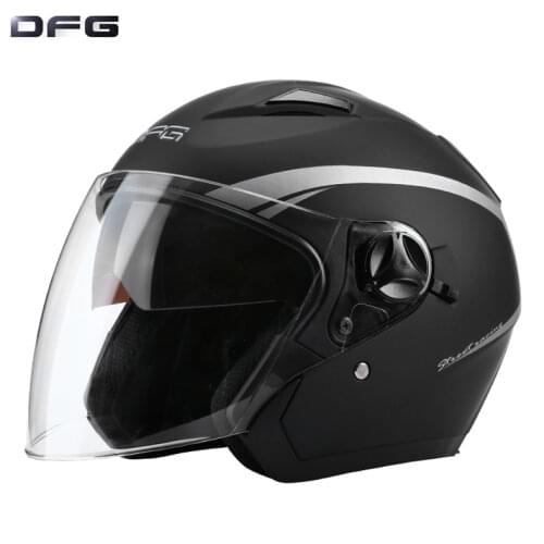 DFG Double Lens Motorcycle Helmet Double Lens Half Helmet Topi Keledar [Ready Stock]