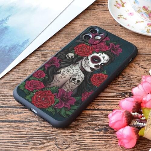 For iPhone Catrina Tatto Print Soft Matt Apple iPhone Case