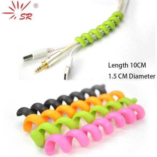 SR Cable Winder 2PCS Creat Spiral Organizer Wire Storage Silicon Charger Cable Holder Clips for USB Data Cable for MP3 Mouse Ear