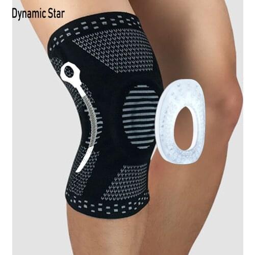 Non-slip Sports Knee Pads Compression Silicone Patella Knee Brace Spring Support For Basketball Running Cycling Safety Protector