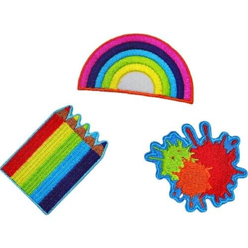 New Rainbow Pencil Iron on Patches for Clothing Lgbt Flag Gay Pride Embroidered Patch Sticker on Clothes DIY Appliques Decor