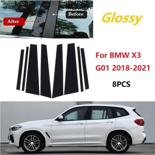 New Arrival 8PCS Window Trim Cover BC Column Sticker Fit For BMW X3 G01 2018-2021 Polished Pillar Posts Kits