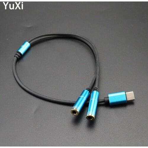 USB Type C to Dual 3.5 Jack Headphone Connector cable USB C to 3.5mm AUX Headphones Adapter Audio cable For Huawei For Xiaomi